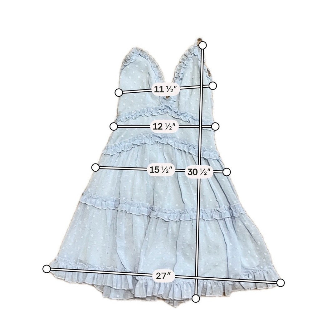 Edite Mode Blue Swiss Dot Tiered Mini Dress Ruffle Babydoll Coquette Party Small - Picture 9 of 13